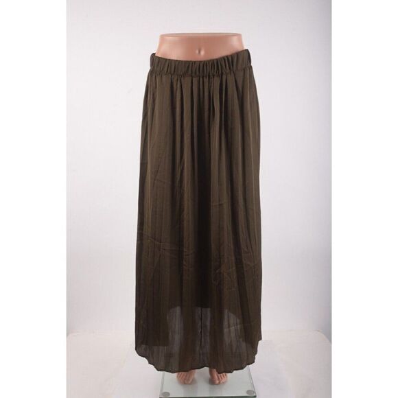 Zara Womens Pleated Skirt Satin Effect Midi wrinkle look M Medium 9878/162 NWT - Picture 1 of 7